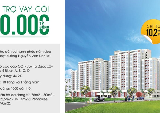 Bán 10 căn cuối cùng nhà ở xã hội mặt tiền Nguyễn Văn Linh (CC1 - Jovita) Happy City
