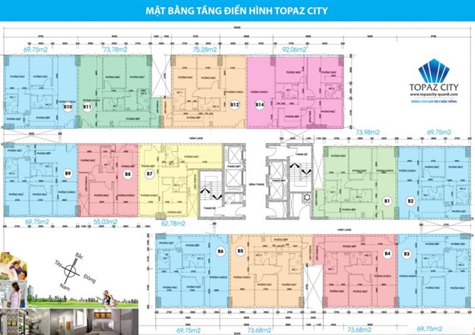 Chính chủ bán căn góc 69.75 m2 block B1 Topaz City giá 1.169 tỷ nhận nhà 2016