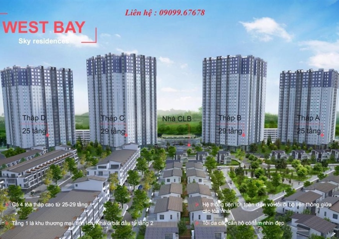 Cần bán căn hộ dưới 1 tỷ, tiện tích 5 sao West Bay Sky Residences dự án Ecopark