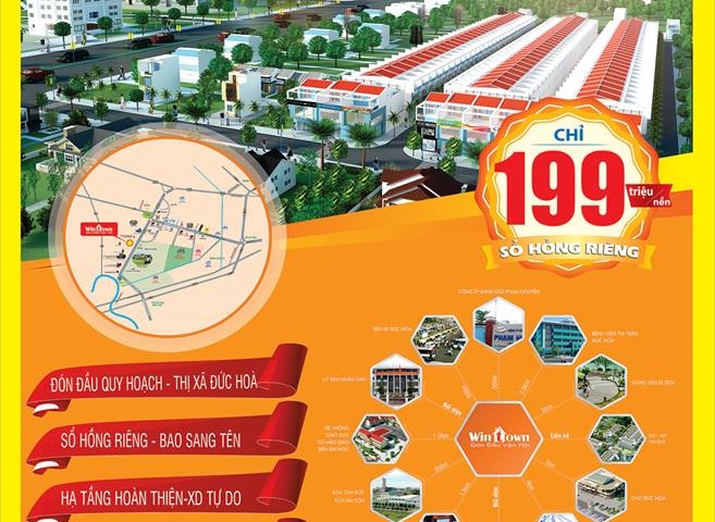 Dự án Wintown nằm ngay sau cổng KCN Tân Đức - Đối diện ĐH Tân Tạo - Chỉ 199tr/nền/90m2