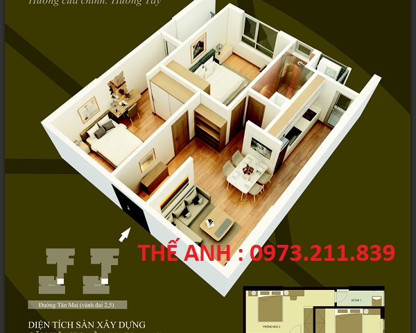 Bán căn hộ chung cư Hòa Phát, 493 Trương Định, Tân Mai