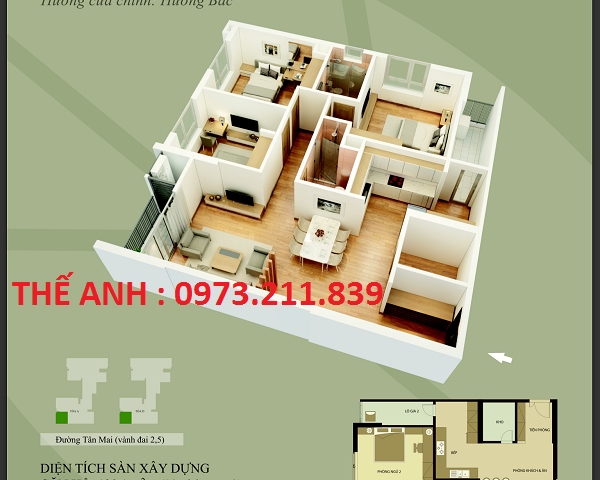 Bán căn hộ chung cư Hòa Phát, 493 Trương Định, Tân Mai