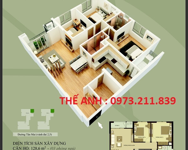 Bán căn hộ chung cư Hòa Phát, 493 Trương Định, Tân Mai