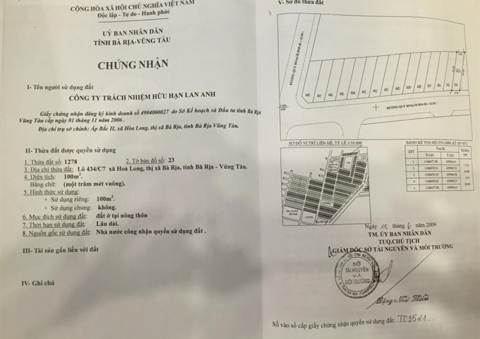 Cần bán đất nền tại dự án Lan Anh 2 tỉnh Bà Rịa Vũng Tàu, giá chỉ 2,8 triệu/m2, sổ đỏ