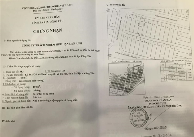 Cần bán đất nền tại dự án Lan Anh 2 tỉnh Bà Rịa Vũng Tàu, giá chỉ 2,8 triệu/m2, sổ đỏ