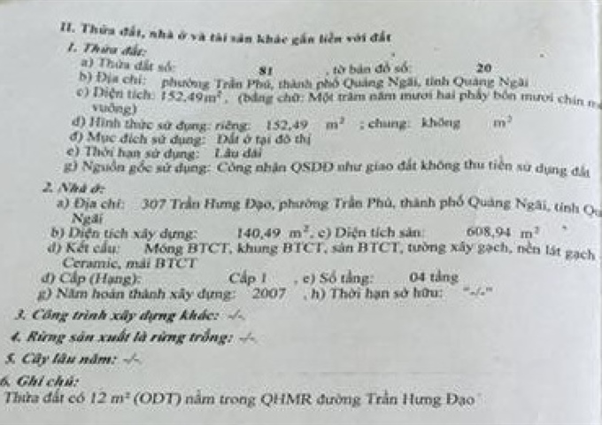 Bán khách sạn mặt tiền đường Trần Hưng Đạo, TP Quảng Ngãi, (4 tầng, 16 phòng), giá 5,5 tỷ