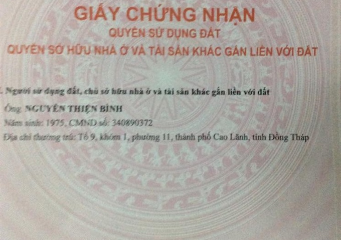 Bán đất nền nhà tại khu công nghiệp Trần Quốc Toản Tp Cao Lãnh - Đồng Tháp