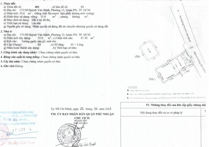 Bán nhà 175/58 Huỳnh Văn Bánh, P12, Phú Nhuận (cách đường Huỳnh Văn Bánh 30m, hẻm thẳng)
