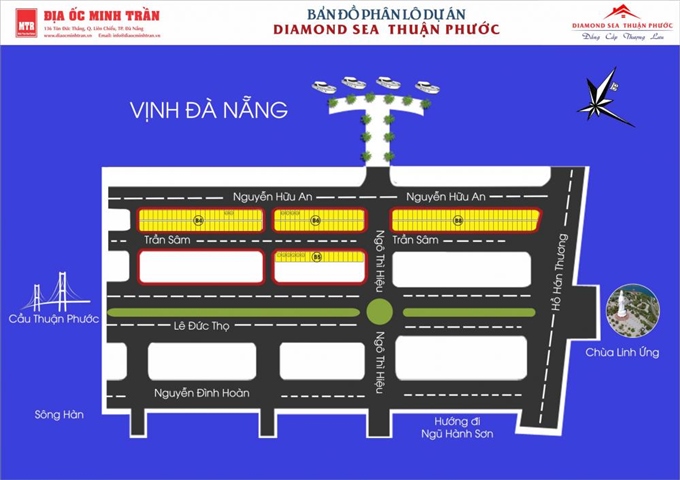 Cần bán nhanh 3 lô chân cầu Thuận Phước, Đà Nẵng. Nguyễn Hữu An, Trần Sâm