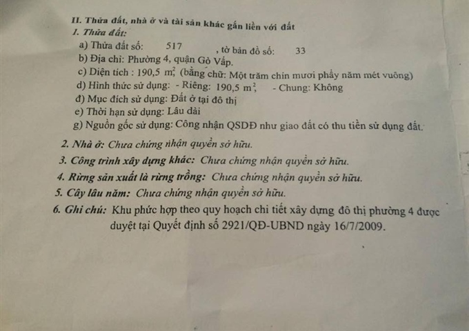 Bán nhà số 109 Lê Lợi góc 2 mặt tiền rộng 21m vị trí siêu đẹp quận Gò Vấp