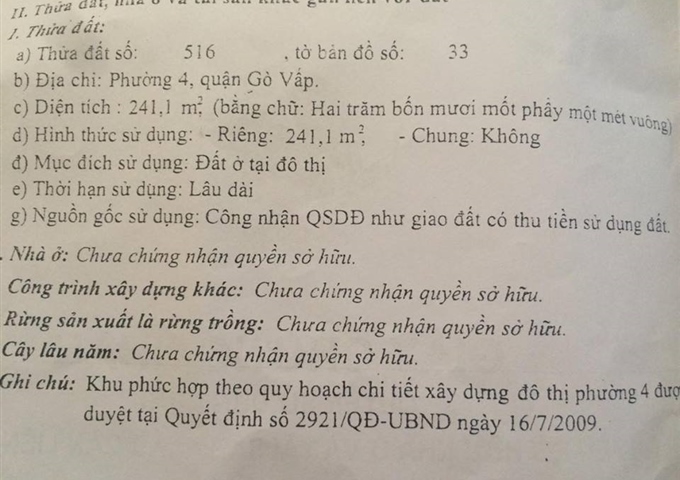 Bán nhà số 109 Lê Lợi góc 2 mặt tiền rộng 21m vị trí siêu đẹp quận Gò Vấp