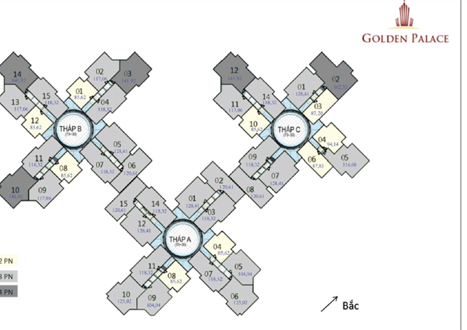 Cho thuê mặt bằng siêu thị, TTTM, kiot tại tầng hầm B1 Golden Palace Mễ Trì 66.78 nghìn/m2/th