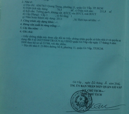 Nhà 656/74/3 Quang Trung, P11, Gò Vấp, HXH 6m, 4 x 21m (Nở hậu 7m), 1 trệt + 2 lầu, 4PN, Tây Nam