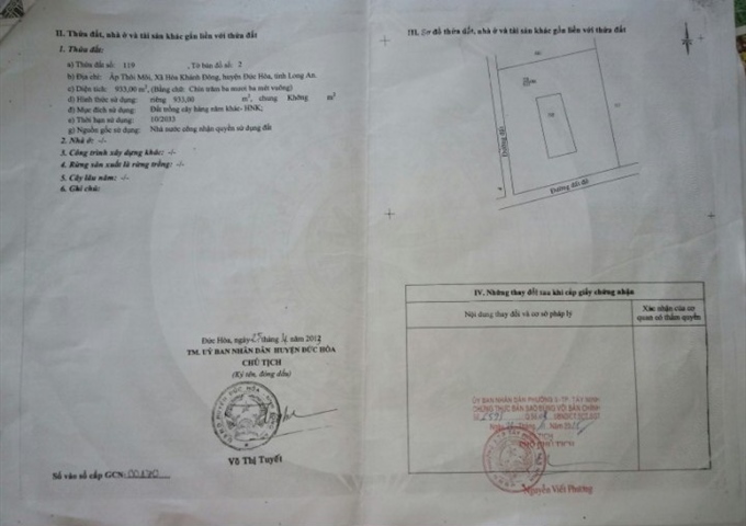 Bán đất ấp Thôi Môi, Hoà Khánh Đông, Đức Hoà, Long An