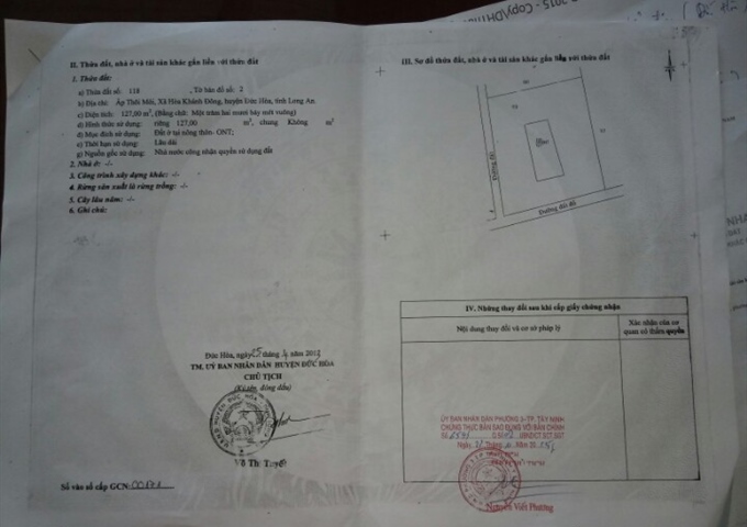 Bán đất ấp Thôi Môi, Hoà Khánh Đông, Đức Hoà, Long An