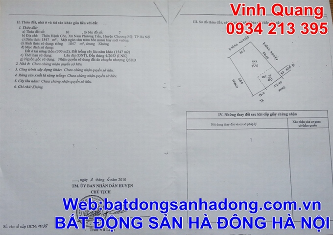 Bán đất xã Nam Phương Tiến, Chương Mỹ, Tp Hà Nội