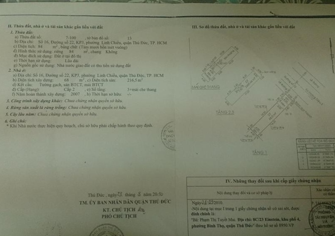 Cần bán gấp nhà số 16, Đ.22, P.Linh Chiểu, Q.Thủ Đức (1T, 2 lầu, 2 sân thượng)KDC cao cấp Him Lam