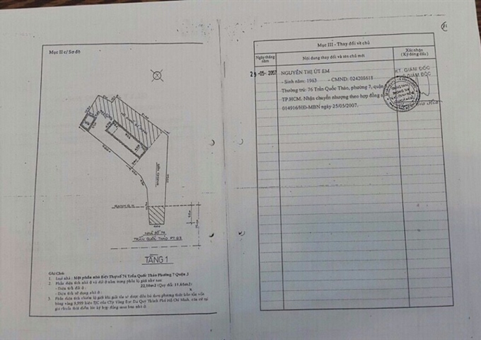 Bán nhà mặt tiền 74 Trần Quốc Thảo, phường 7, quận 3