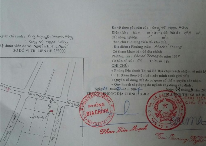 Bán nhà: 450/1 CMT8 – phường Phước Trung, TP Bà Rịa