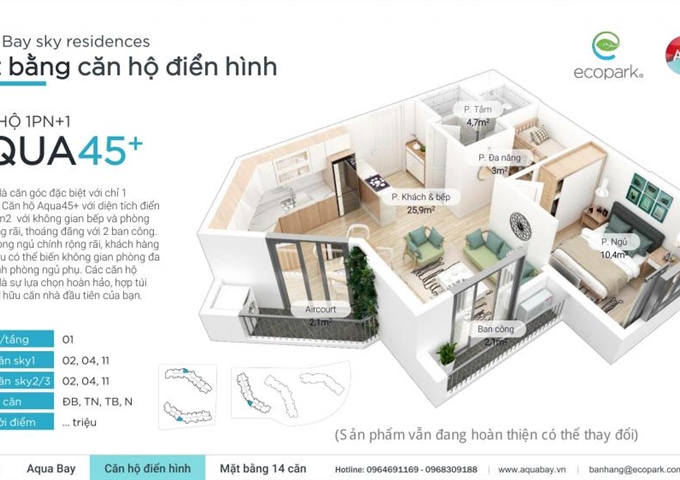 [chủ đầu tư] Ecopark bán căn hộ CC Aquabay Sky Residences view sân golf & mặt hồ. LH: 0942071988