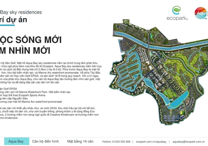 [chủ đầu tư] Ecopark bán căn hộ CC Aquabay Sky Residences view sân golf & mặt hồ. LH: 0942071988