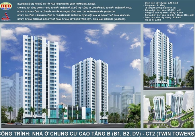 HUD2 mở bán ki ốt dịch vụ, khu trung tâm thương mại - Tòa tháp đôi B1B2 - Dự án Tây Nam Hồ Linh Đàm