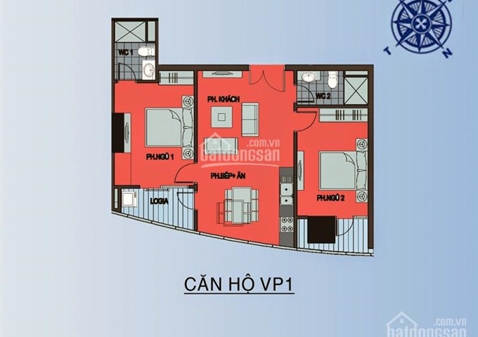 Bán căn hộ chung cư Ellipse, căn VP1, DT: 78,3m2 3 ngủ, giá rẻ 1,4 tỷ