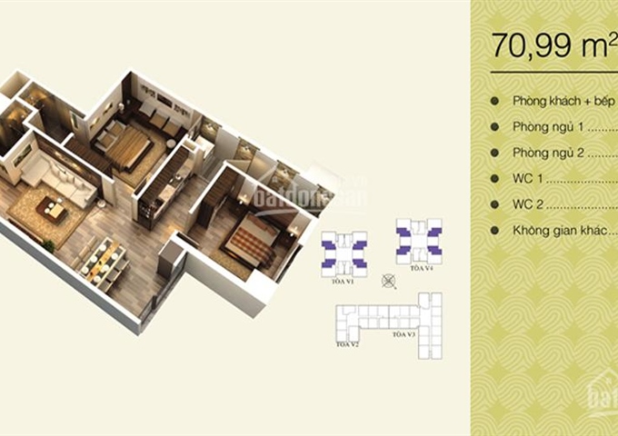 Chính chủ bán CHCC 2303 V1 Home City Trung Kính, 70.99 m2, 2PN, 33.5 tr/m2. LH 0989-569-586