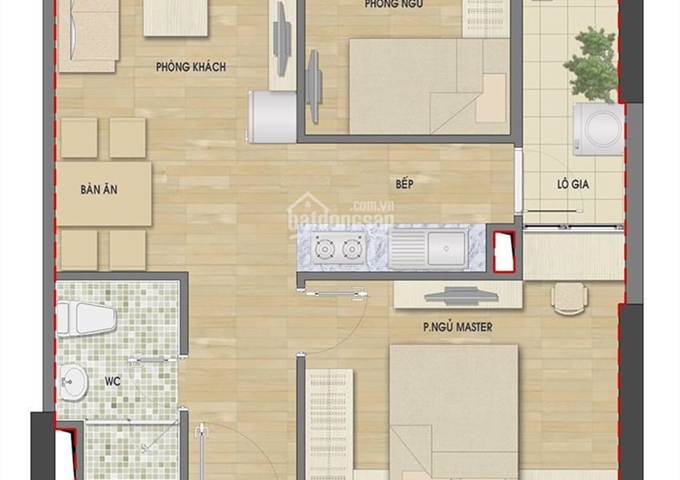 Bán chung cư HUD 3 Nguyễn Đức Cảnh 52m2 thiết kế 2 phòng ngủ, giá hời