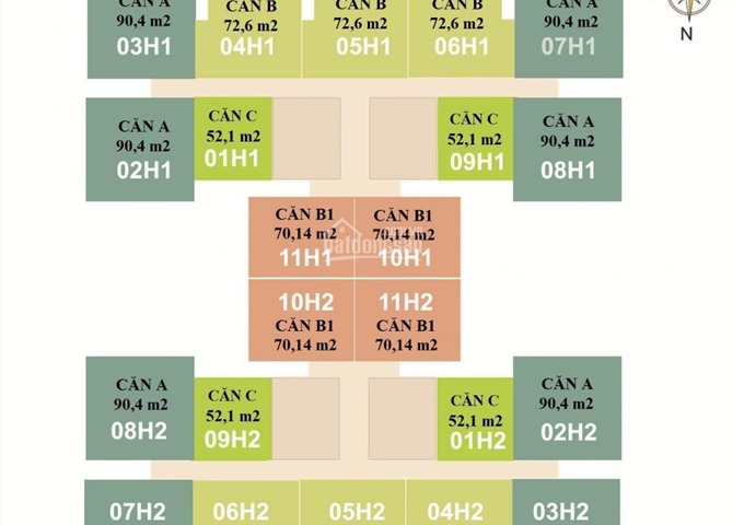 Bán chung cư HUD 3 Nguyễn Đức Cảnh 52m2 thiết kế 2 phòng ngủ, giá hời