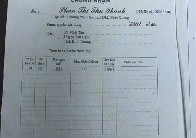 Bán đất xã Vĩnh Tân, Tân Uyên, Bình Dương. LH: 0973567575