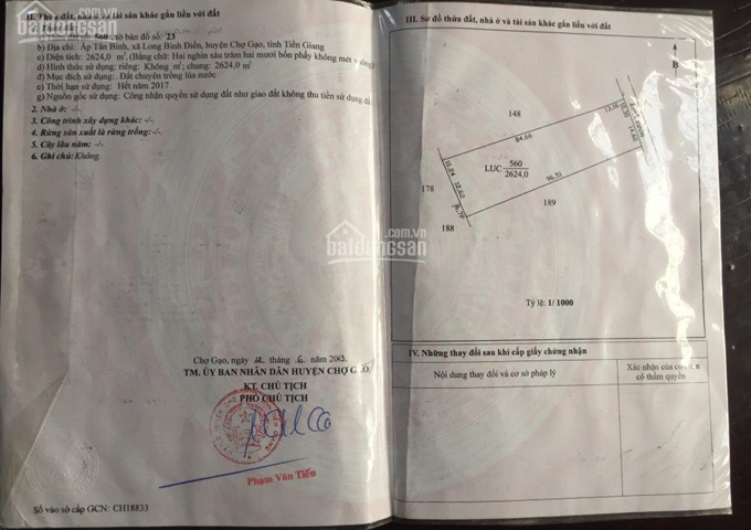 Bán đất ruộng gần Quốc Lộ 50, xã Long Bình Điền, huyện chợ Gạo, tỉnh Tiền Giang