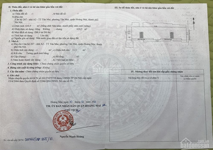 Bán nhà chung cư đầu hồi 50m2 A2 Nguyễn Chính, Tân Mai, 1.05 tỷ có thỏa thuận