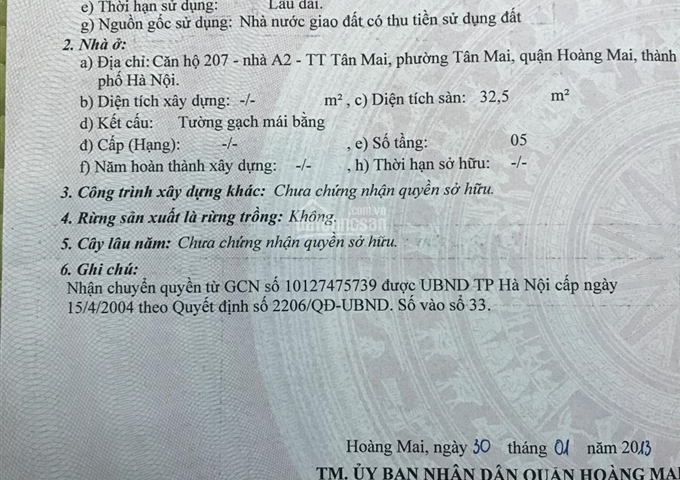 Bán nhà chung cư đầu hồi 50m2 A2 Nguyễn Chính, Tân Mai, 1.05 tỷ có thỏa thuận