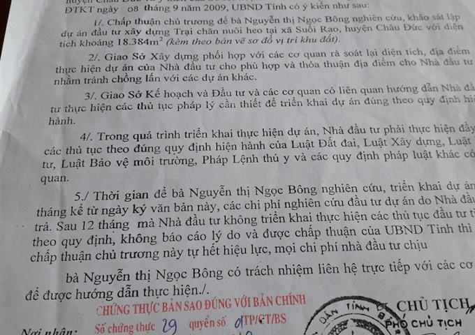 Chính chủ cần bán gấp trang trại heo, Châu Đức, Vũng Tàu