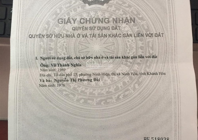 Bán đất mặt tiền Nguyễn Thị Ngọc Oanh, TX. Ninh Hòa, LH 0989777738