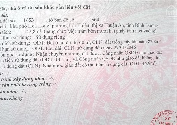 Chính chủ bán đất (có nhà cấp 4) Lái Thiêu, Thuận An, Bình Dương