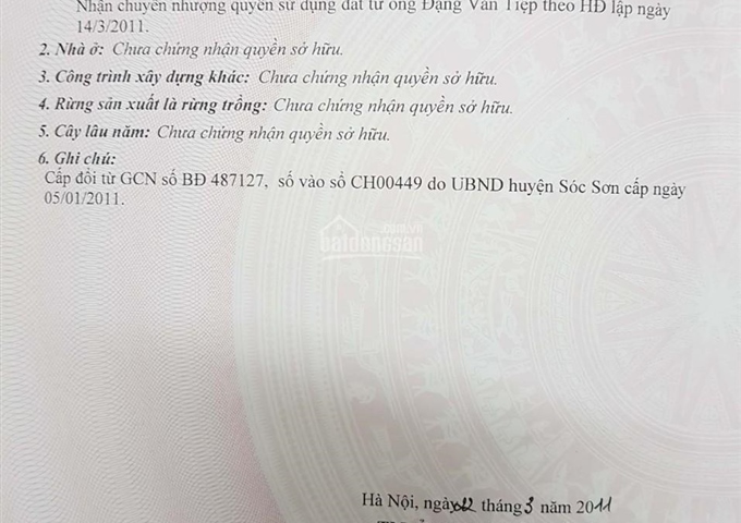 Bán đất thổ cư tại thôn Hương Đình Đông, xã Mai Đình, huyện Sóc Sơn