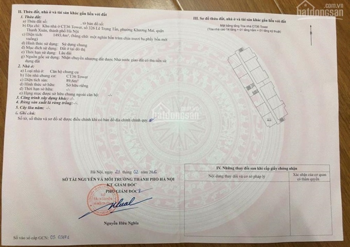 Bán căn hộ chung cư CT36 số 326 Lê Trọng Tấn, DT: 90m2, 3 PN, 2WC. Bán 2,85 tỷ