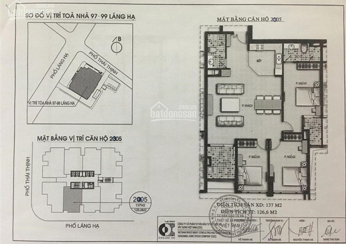 Bán chung cư 97-99 Láng Hạ, chung cư Petrowaco 97 Láng Hạ Đống Đa. DT: 88m2 - 116m2 - 137m2