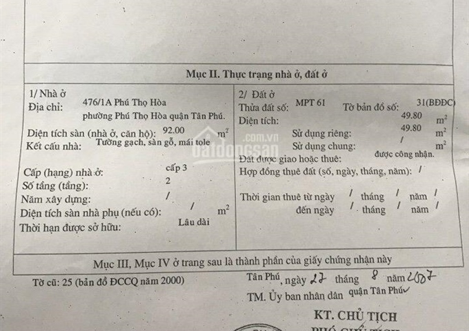 Nhà hẻm 476/1 Phú Thọ Hòa, Phú Thọ Hòa, Tân Phú. 4x12.5m, giá 2.8 tỷ