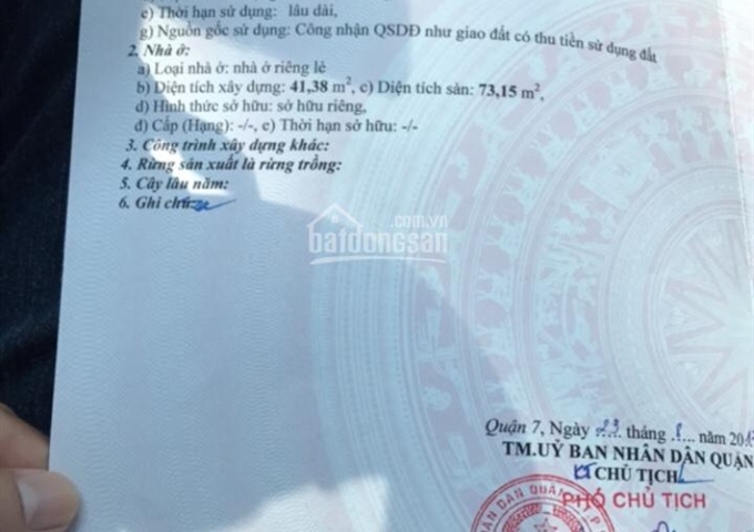 Bán nhà đô thị, tại khu phố 4, phường Tân Thuận Đông, Quận 7, DT: 49m2, 2.4 tỷ, LH: 0903 833 234