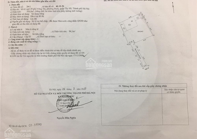 Bán nhà 61 ngõ 29 Võng Thị, Quận Tây Hồ, Hà Nội