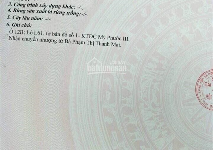 Bán đất mặt tiền 5x30m, đường NL20 KDC Mỹ Phước 3 cách QL 13 250m, Bến Cát, BD