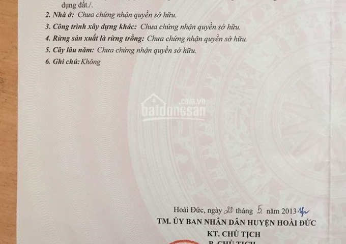Bán đất thổ cư sổ đỏ chính chủ khu 5, thị trấn Trạm Trôi, huyện Hoài Đức, TP Hà Nội
