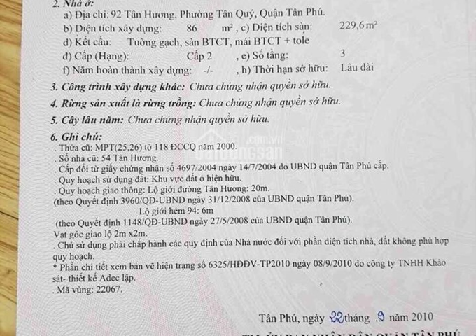 2 MTKD 90 - 92 Tân Hương, Tân Quý, Tân Phú, 8x22m, giá 18.5 tỷ