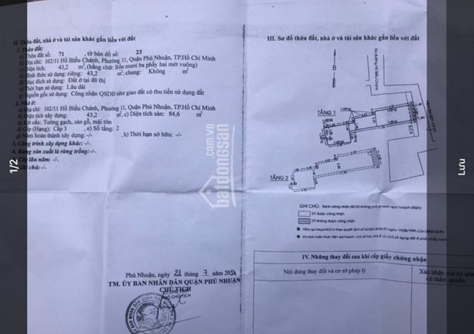 Bán nhà 102/11 Hồ Biểu Chánh, 43m2 công nhận, giá 2 tỷ 5