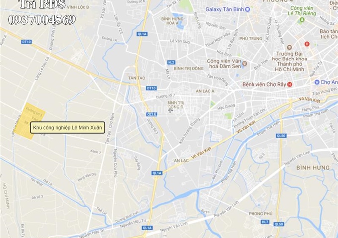 Trí BĐS, nhà xưởng 2.500m2 KCN Lê Minh Xuân, đất lâu dài, xưởng đẹp 2 mặt tiền, giá 7.5 tr/m2
