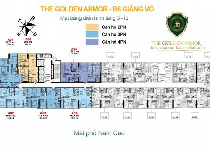 Bảng giá gốc căn hộ The Golden Armor (B6 Giảng Võ) chiết khấu đến 8%, ĐT 0979.885.999