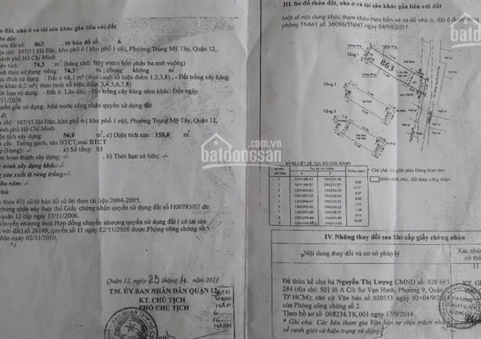 Cần bán nhà đường Hà Đặc, phường Trung Mỹ Tây, Quận 12. LH 01227026971